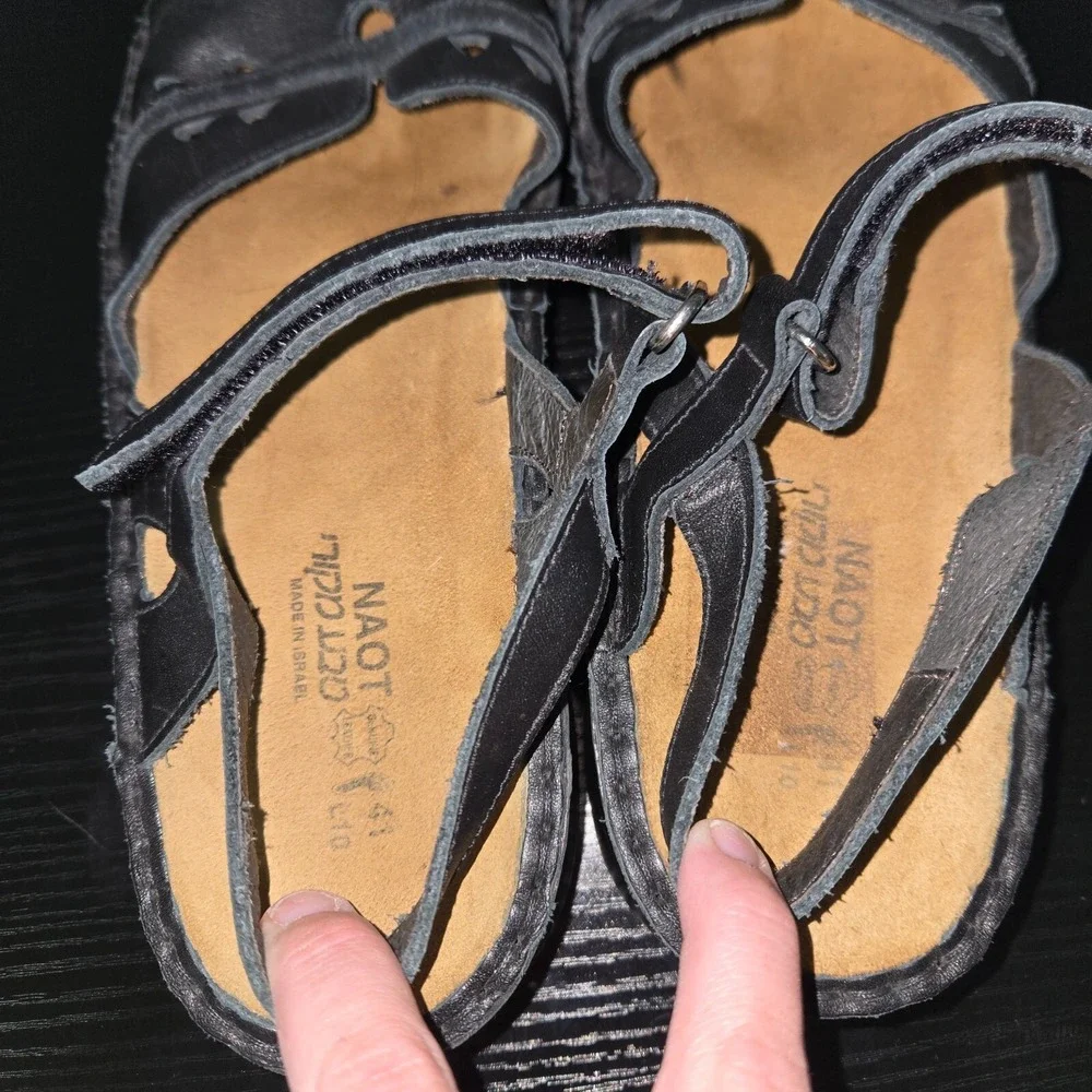 Naot Gardenia Mary Jane Sandals Womens Size 41 Black Leather Ankle Straps Shoes